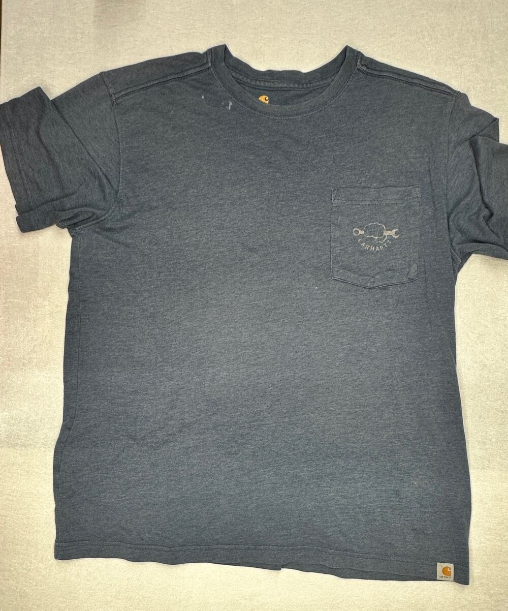 Carhartt Men's Large Heather Navy Crafted By Hand GraphiCTee